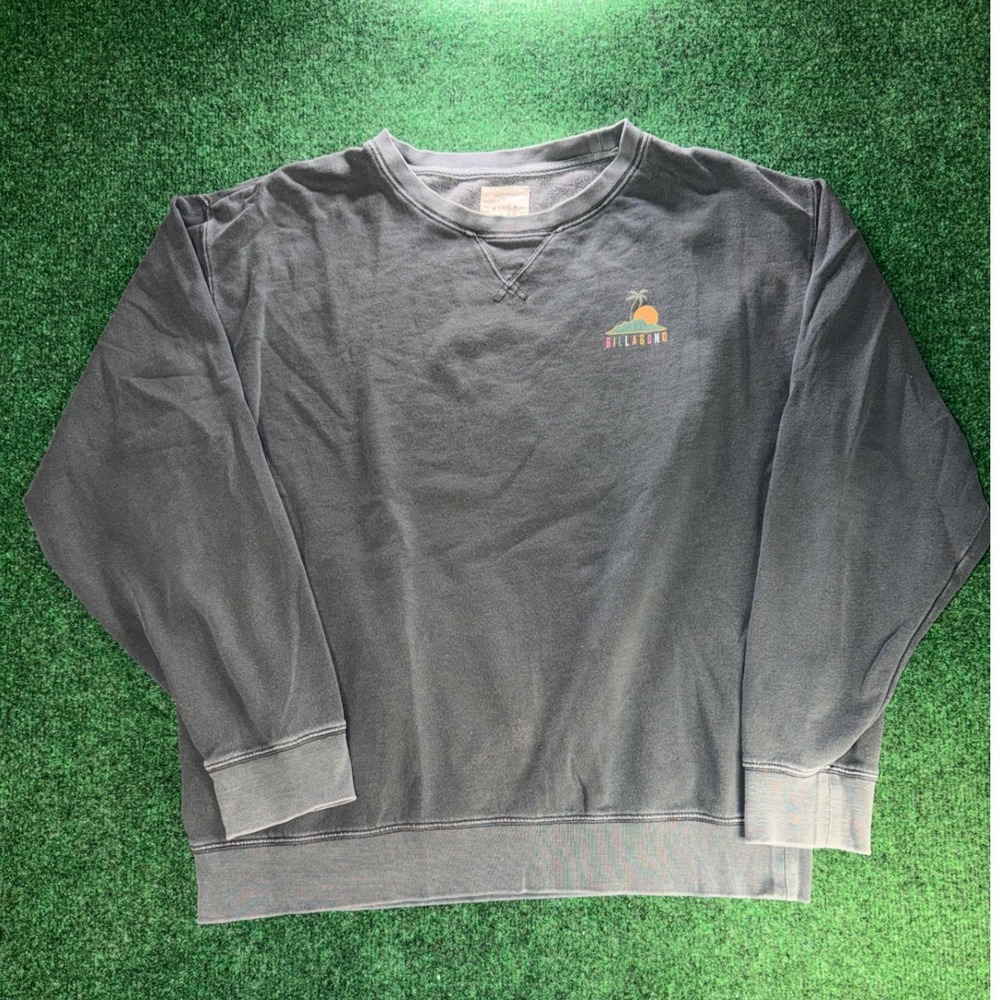 Billabong Mens Faded Black Warm Waves Lazy Days Graphic Sweatshirt Size M